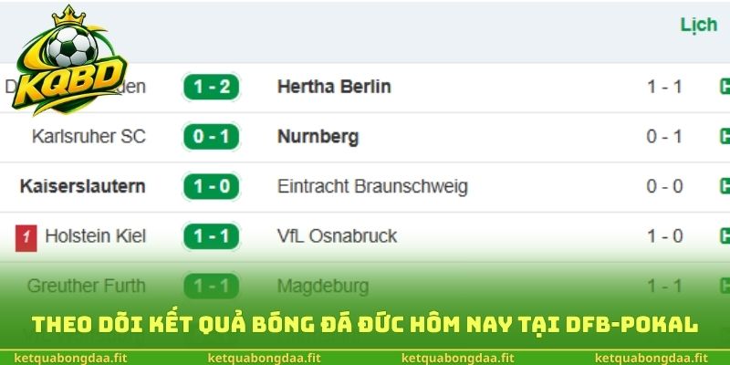 Theo dõi kết quả bóng đá Đức hôm nay tại DFB-Pokal